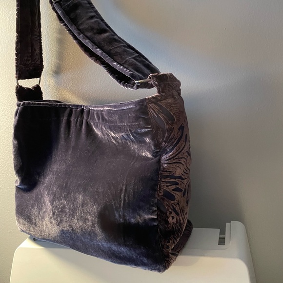 NEW Handmade BLUE GRAY Silk Velvet Bag, Tote, Hobo, Handbag, Upcycled, Party - Picture 10 of 11
